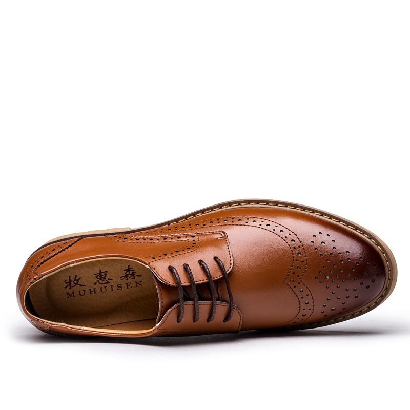 Ekte Skinn Brogue Carved Business Fritids Oxfords