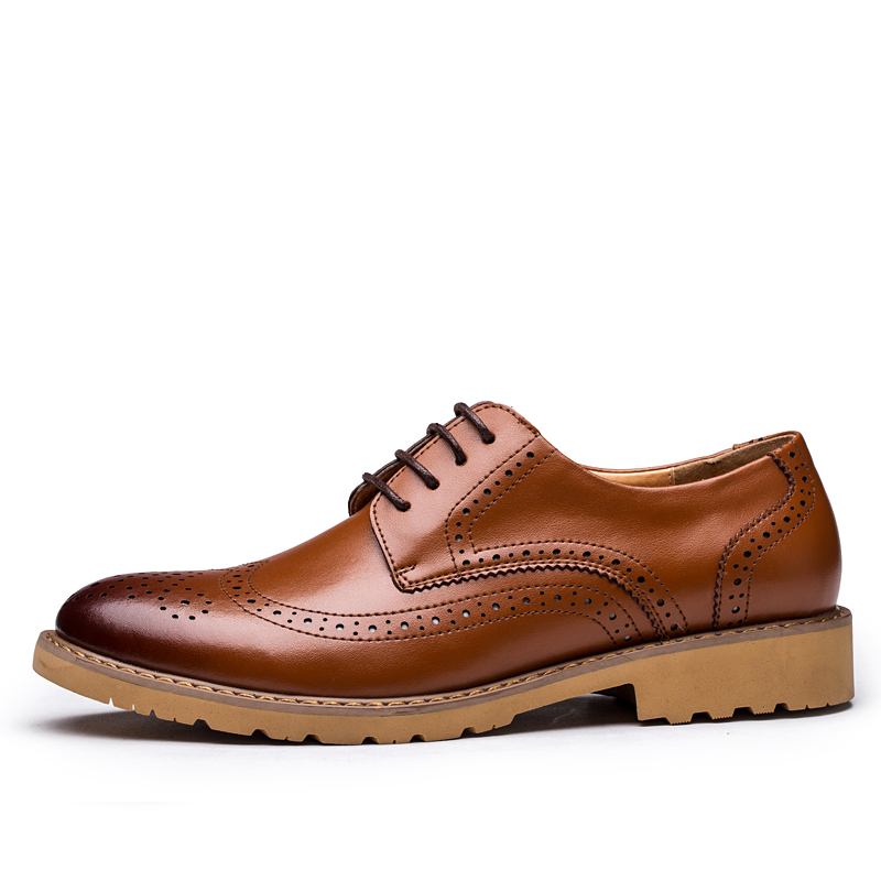 Ekte Skinn Brogue Carved Business Fritids Oxfords