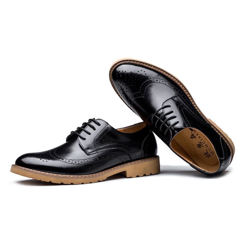 Ekte Skinn Brogue Carved Business Fritids Oxfords