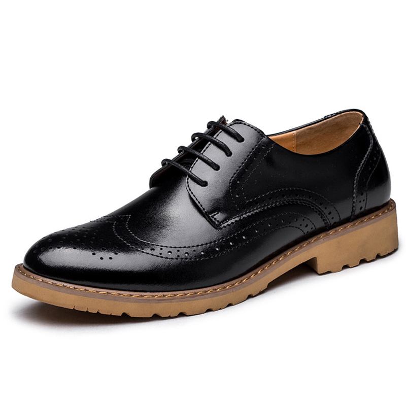 Ekte Skinn Brogue Carved Business Fritids Oxfords