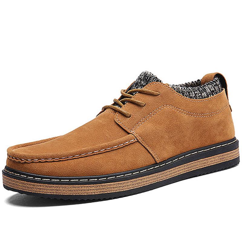 Menn Brogue Style Strikket Semsket Myk Såle Varm Oxfords Sko