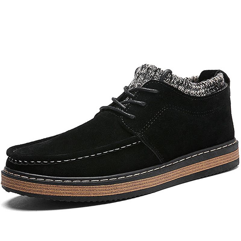 Menn Brogue Style Strikket Semsket Myk Såle Varm Oxfords Sko