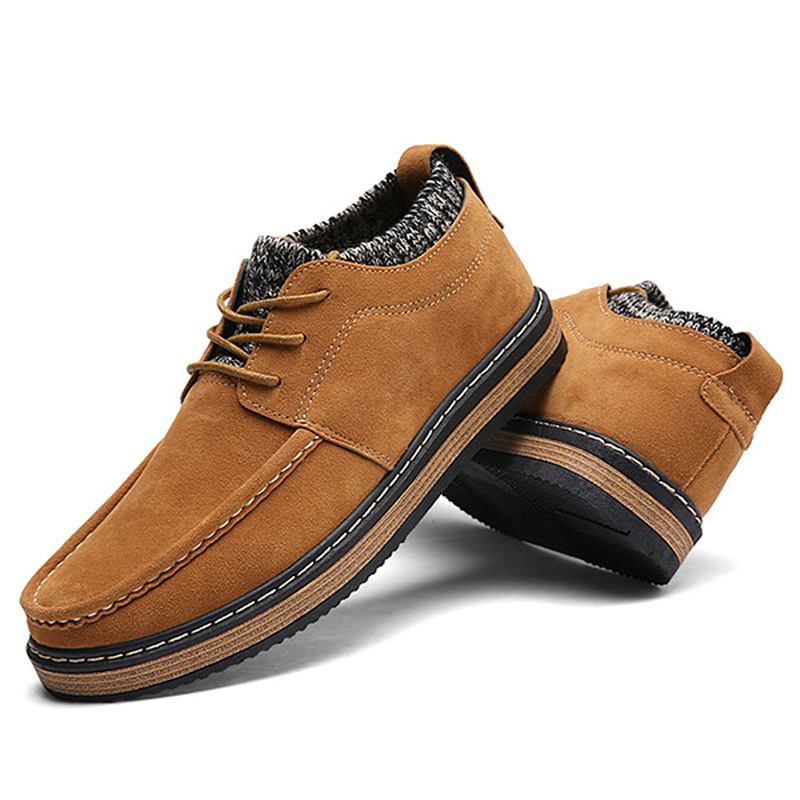 Menn Brogue Style Strikket Semsket Myk Såle Varm Oxfords Sko