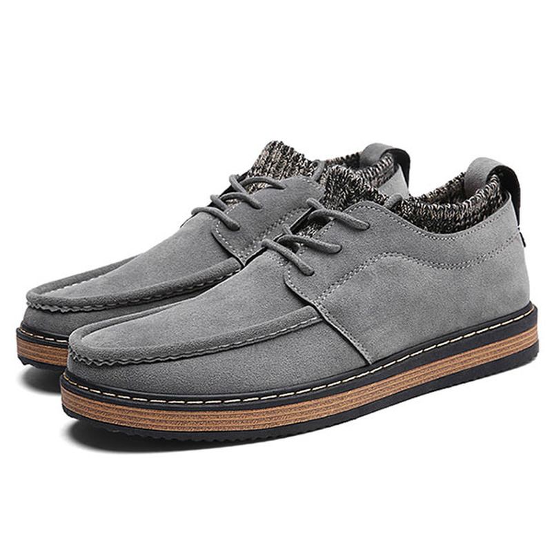 Menn Brogue Style Strikket Semsket Myk Såle Varm Oxfords Sko