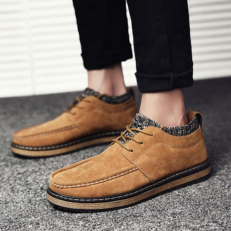 Menn Brogue Style Strikket Semsket Myk Såle Varm Oxfords Sko