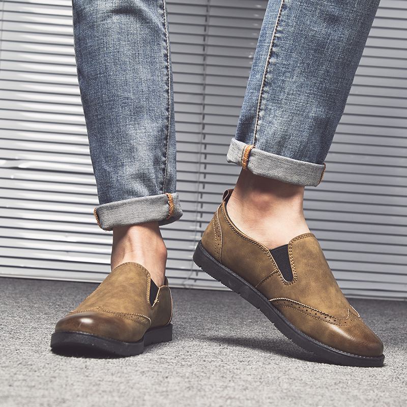 Menn Business Fritids Loafers Chelsea Slip On Work Dress Håndsøm Sko