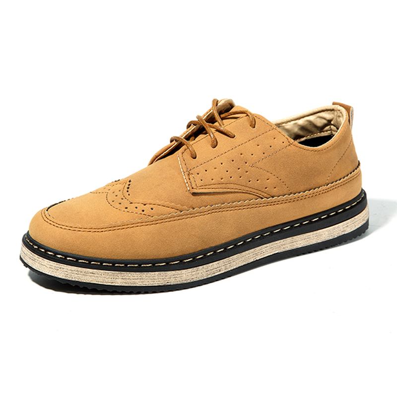 Menn Fritids Retro Britisk Stil Skinn Brogue Oxfords Sko