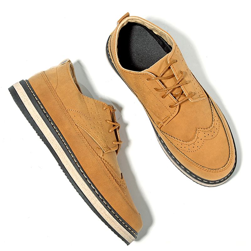 Menn Fritids Retro Britisk Stil Skinn Brogue Oxfords Sko