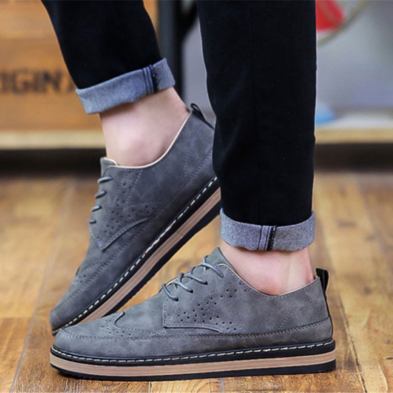 Menn Fritids Retro Britisk Stil Skinn Brogue Oxfords Sko