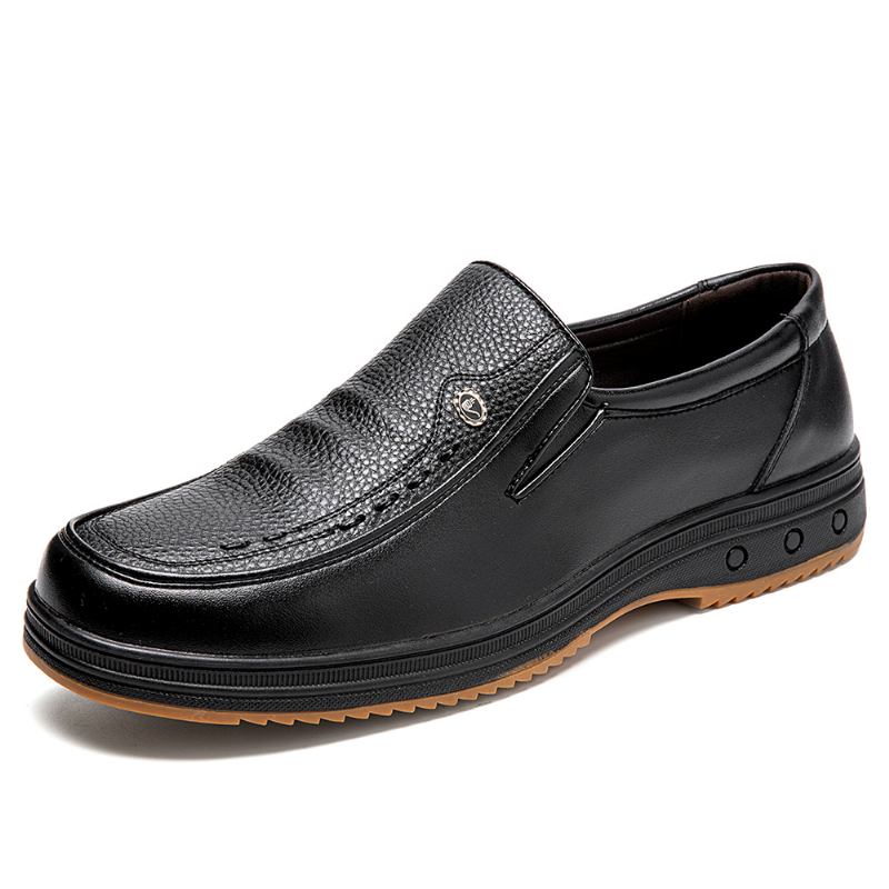 Menn Kuskinn Sklibestandig Myk Såle Pustende Slip-on Business Dress Sko