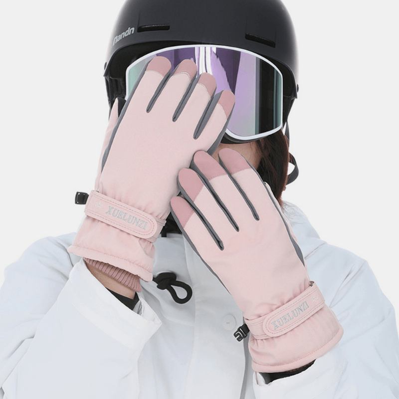 Kvinner Screentouch Vindtett Vanntett Riding Ski Varme Sport Full-finger Hansker