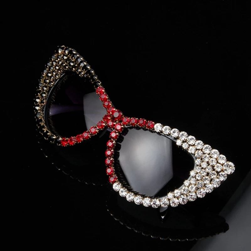 Farge Pearl Rhinestone Katt Eye Kvinnelig Personlighet Diamantbriller Solbriller