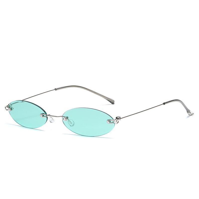 Longkeeper Oval Rimless Solbriller Dame Merke Tiny Retro Lilla Svart Solbriller Menn Small Eyewear Oculos Feminino