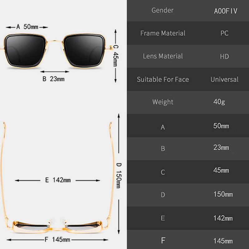 Menn Retro Thick Edge Metal Frame Trend Solbriller Driving Outdoor Solbriller