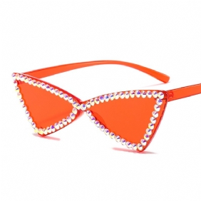 Retro Triangle Rimless Brille Rhinestone Solbriller Dame Katt Eye Solbriller