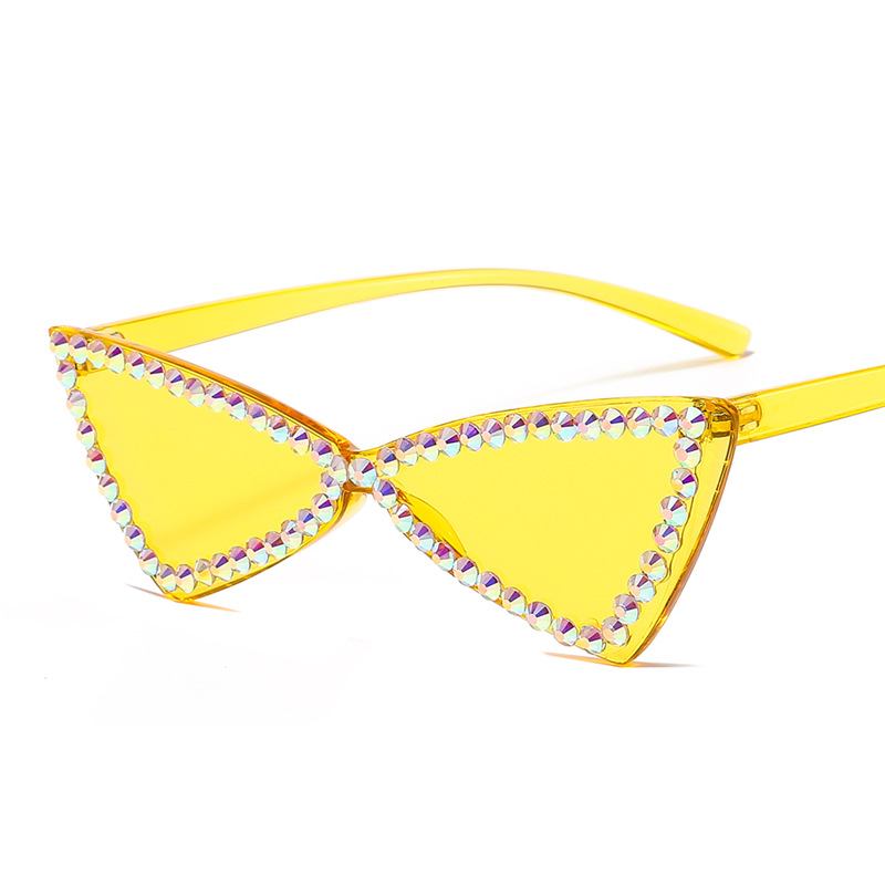 Retro Triangle Rimless Brille Rhinestone Solbriller Dame Katt Eye Solbriller