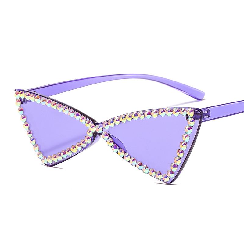 Retro Triangle Rimless Brille Rhinestone Solbriller Dame Katt Eye Solbriller