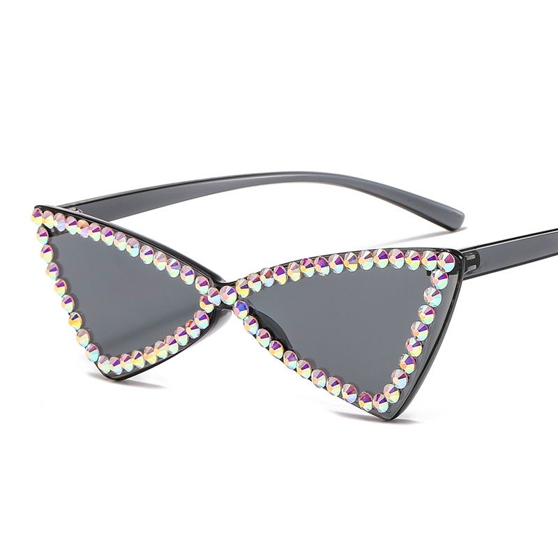 Retro Triangle Rimless Brille Rhinestone Solbriller Dame Katt Eye Solbriller