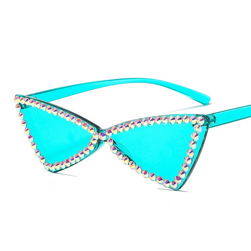 Retro Triangle Rimless Brille Rhinestone Solbriller Dame Katt Eye Solbriller