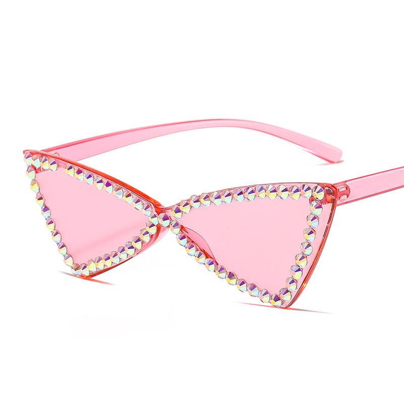 Retro Triangle Rimless Brille Rhinestone Solbriller Dame Katt Eye Solbriller