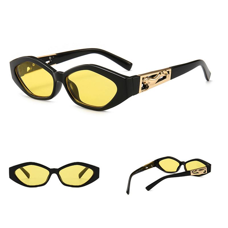 Unisex Angular Katt Eye Solbriller Ben Jumping Cheetah Gold Dekorative Solbriller