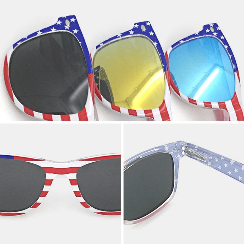 Unisex Patriotic Polarspex 80-talls Retro Trendy Stilige Solbriller