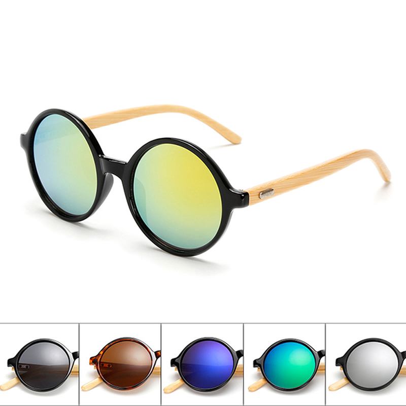 Unisex Vintage Retro Rund Uv400 Solbrille Håndlagde Benskjermer Brillebriller