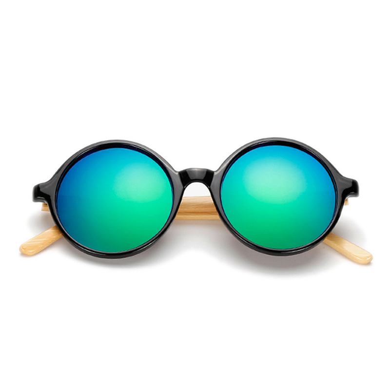 Unisex Vintage Retro Rund Uv400 Solbrille Håndlagde Benskjermer Brillebriller