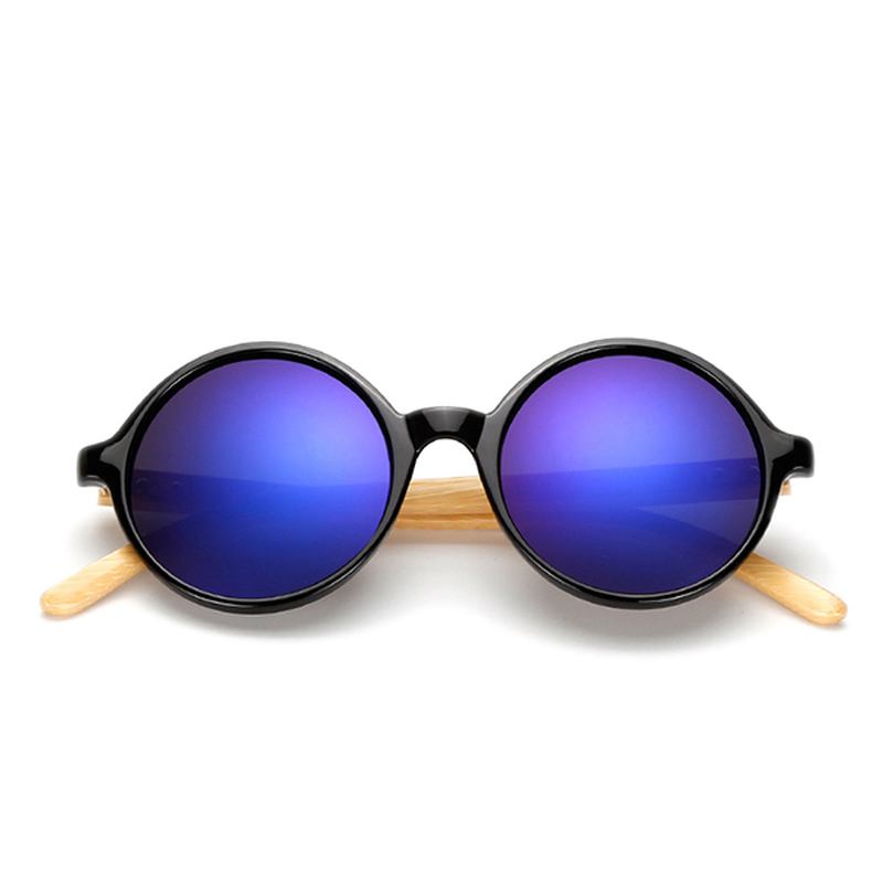 Unisex Vintage Retro Rund Uv400 Solbrille Håndlagde Benskjermer Brillebriller