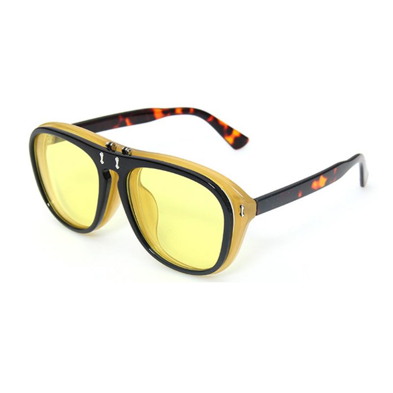 Uv400 Unisex Retro Personality Metal Frame Flip Solbriller