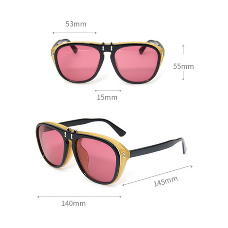 Uv400 Unisex Retro Personality Metal Frame Flip Solbriller