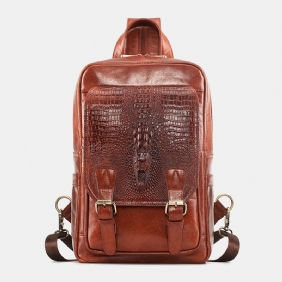 Ekte Skinn For Menn Med Stor Kapasitet Ryggsekk Med Flere Rom Retro Multifunksjon Crossbody Skuldervesker