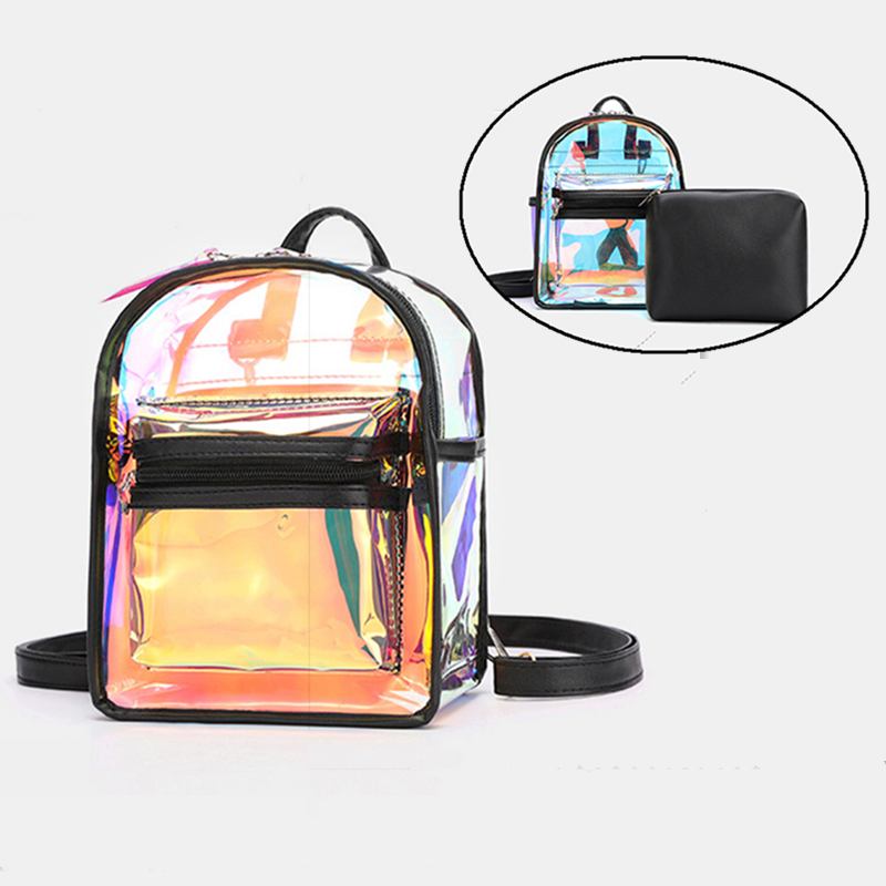 Kvinner 2 Stk Transparent Jelly Multi-carry Mini Ryggsekk Crossbody Veske Håndveske