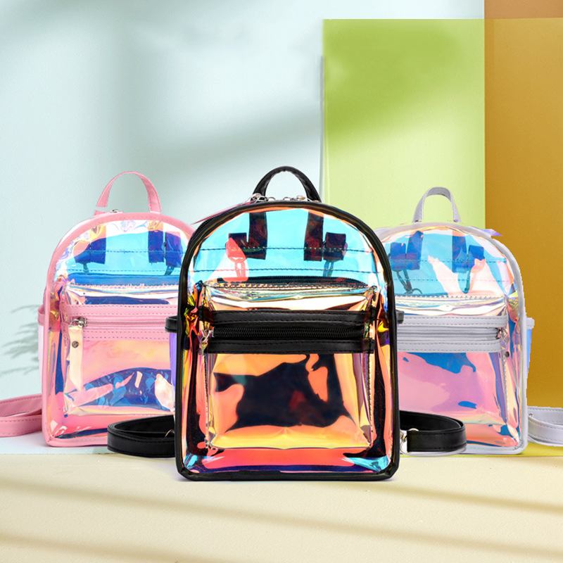 Kvinner 2 Stk Transparent Jelly Multi-carry Mini Ryggsekk Crossbody Veske Håndveske