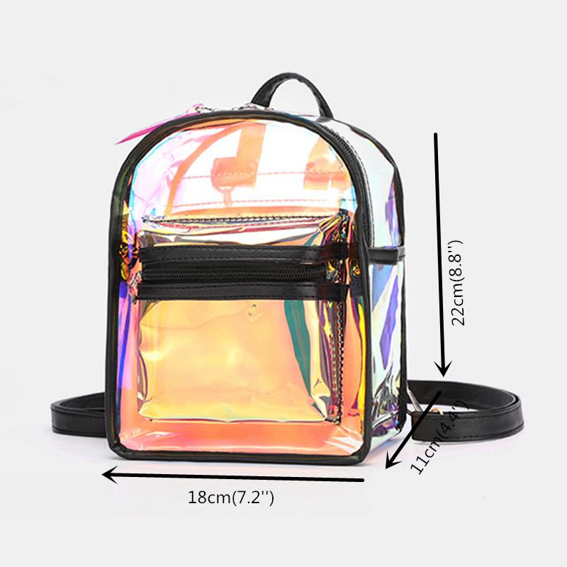 Kvinner 2 Stk Transparent Jelly Multi-carry Mini Ryggsekk Crossbody Veske Håndveske