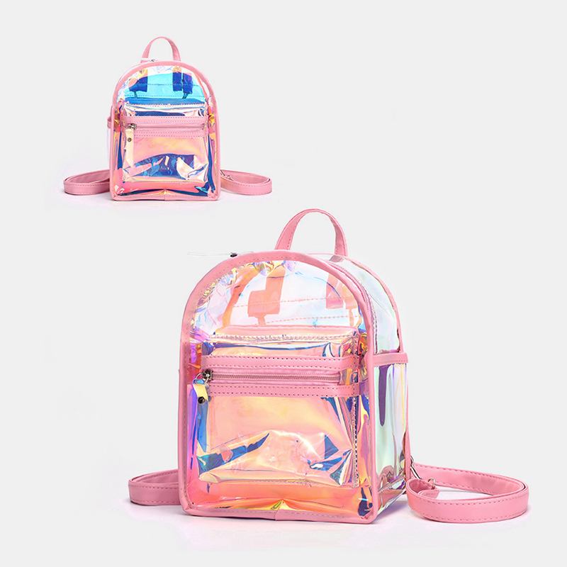 Kvinner 2 Stk Transparent Jelly Multi-carry Mini Ryggsekk Crossbody Veske Håndveske