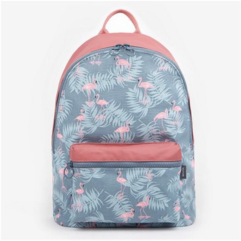 Kvinner Flamingo Tegneserie Utskrift Ryggsekk Blomstrete Fritids Jente Skoleveske