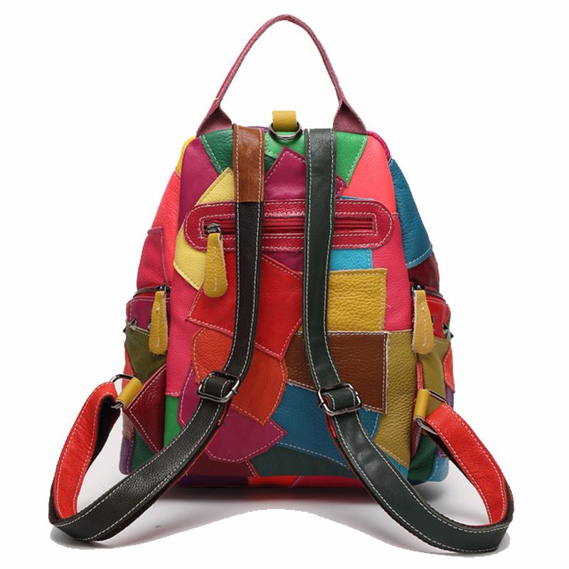 Kvinner Fritids Patchwork Ekte Skinn Skuldervesker Med Stor Kapasitet Crossbody-vesker