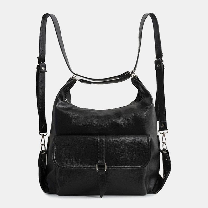 Kvinner Vintage Pu-skinn Multifunksjon Ryggsekk Med Stor Kapasitet Fritids Multi-carry Crossbody Veske