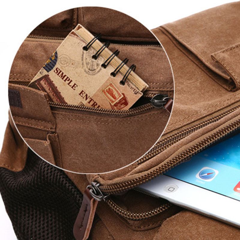 Menn Canvas Stor Kapasitet Multi-pocket Anti-theft Fritids Travel Veske Dataveske Ryggsekker