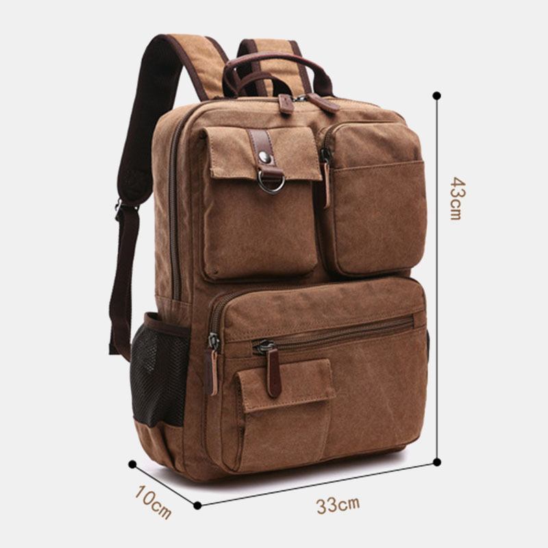 Menn Canvas Stor Kapasitet Multi-pocket Anti-theft Fritids Travel Veske Dataveske Ryggsekker