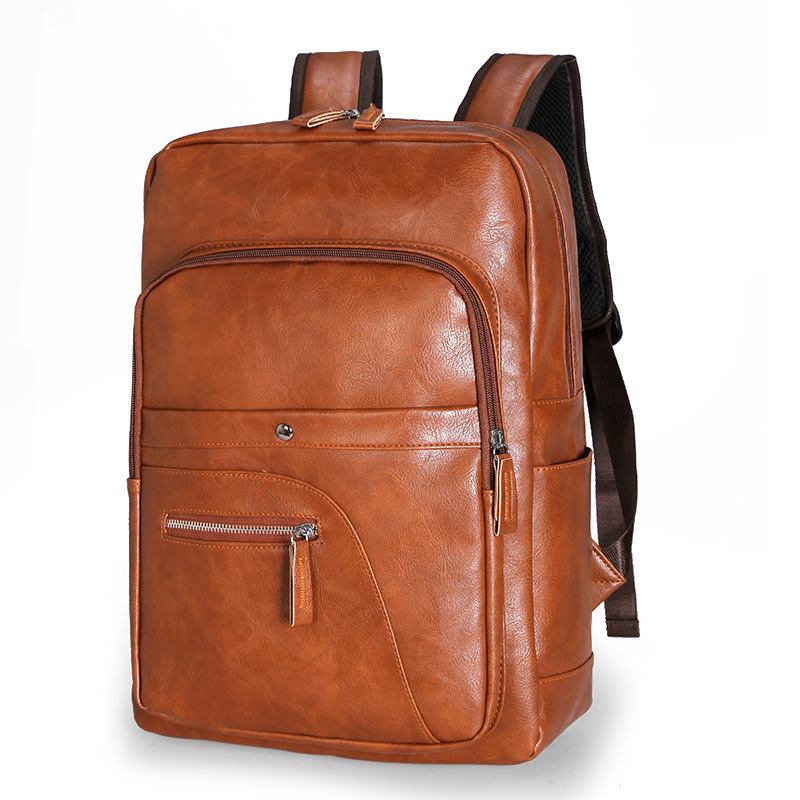 Menn Faux Leather Stor Kapasitet Baackpack