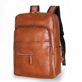 Menn Faux Leather Stor Kapasitet Baackpack