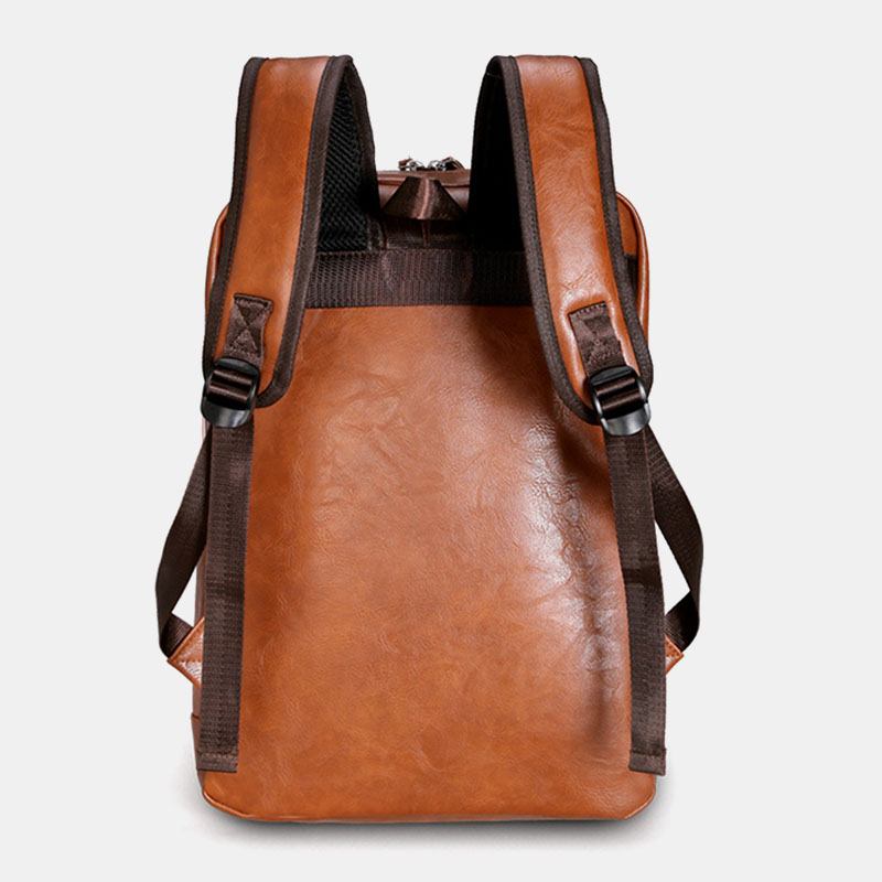 Menn Faux Leather Stor Kapasitet Baackpack