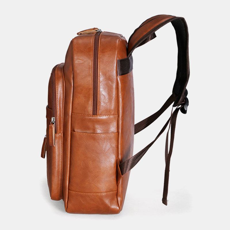 Menn Faux Leather Stor Kapasitet Baackpack