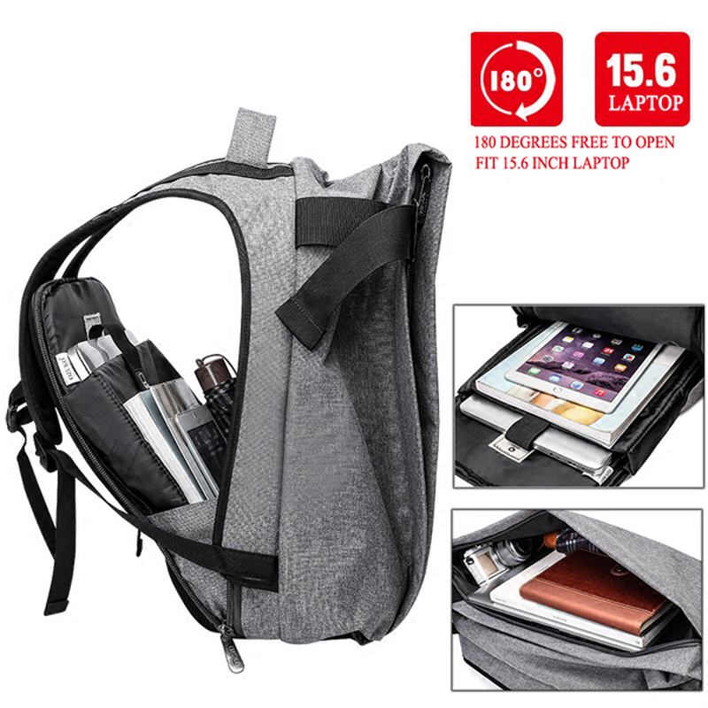 Menn Mote Anti-tyveri Ryggsekk Uformell Vanntett Reiseveske Laptop-veske Mochila Med Usb-port