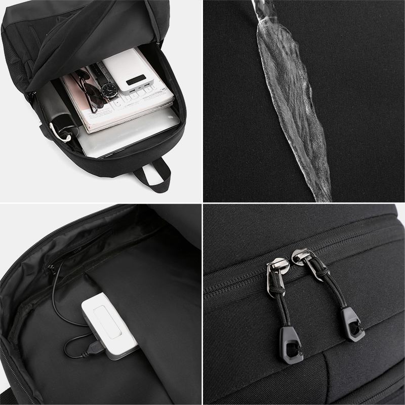 Menn Oxford Multi-pocket Stor Kapasitet Usb Lading Ryggsekk Fritids Wild Vanntett Skoleveske