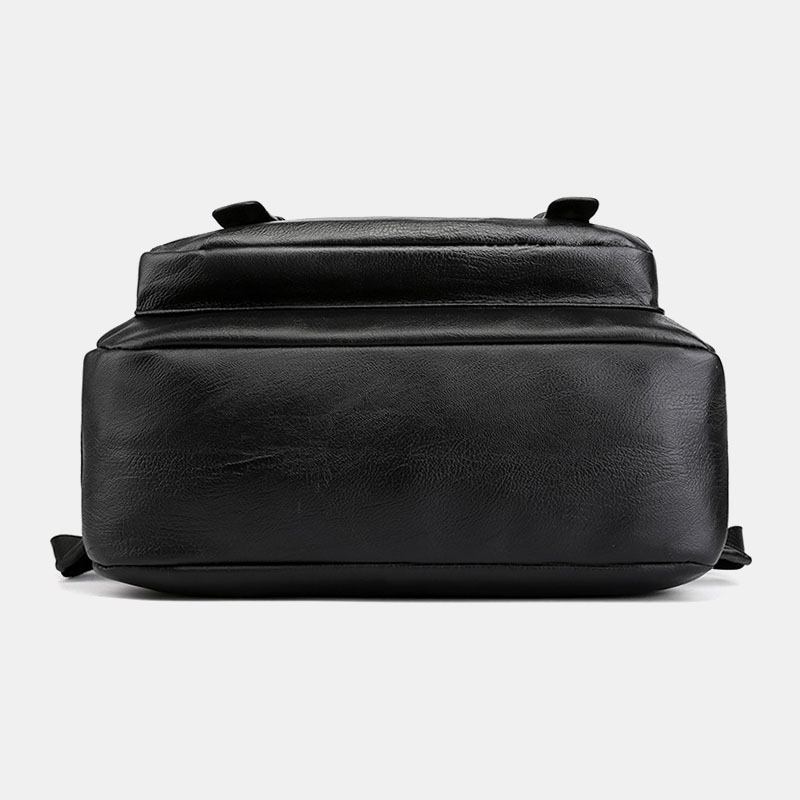 Menn Pu Leather Multi-pocket Ryggsekk Uformell Reise Stor Kapasitet Laptop Veske Skulderveske