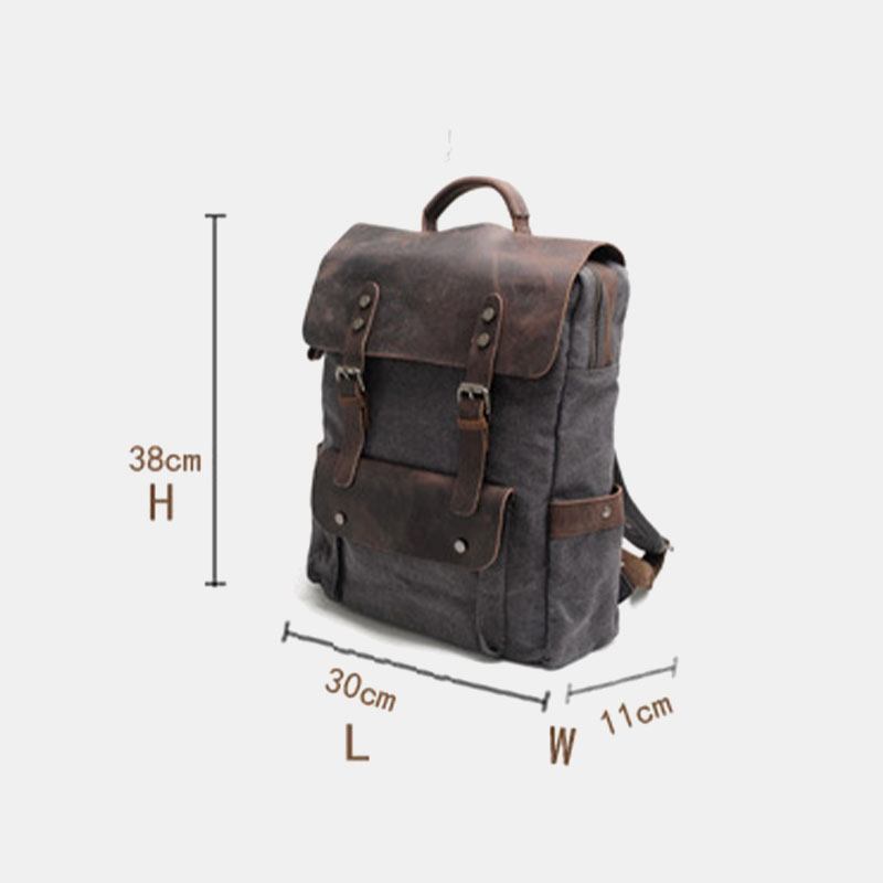 Menn Retro Vintage Multifunksjon Canvas Leather Anti-theft Ryggsekk