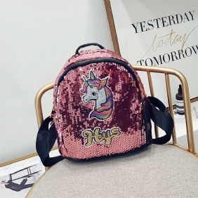 Paljett 3d Unicorn Pattern Ryggsekk Skole Handlebag Ryggsekk